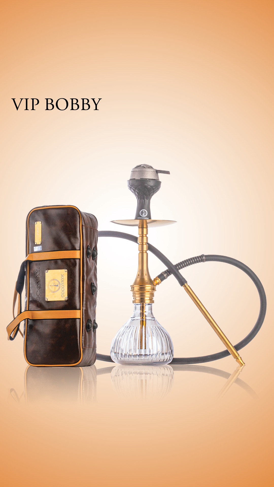 COCOYAYA VIP Bobby Hookah with Bag - Gold Stem / Transparent Base