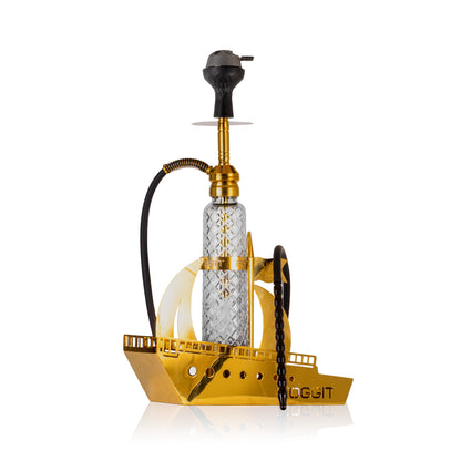 VG France Warship Hookah with LED Light - Gold