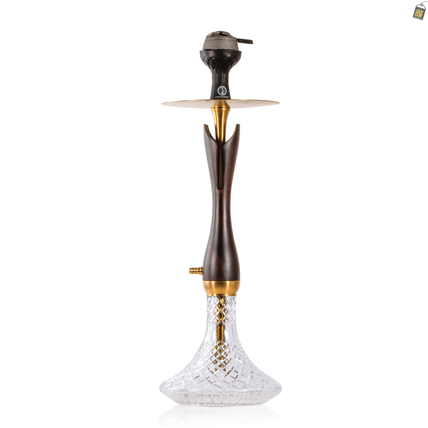 COCOYAYA Wood Pro Hookah - Golden Black Stem / Transparent Base