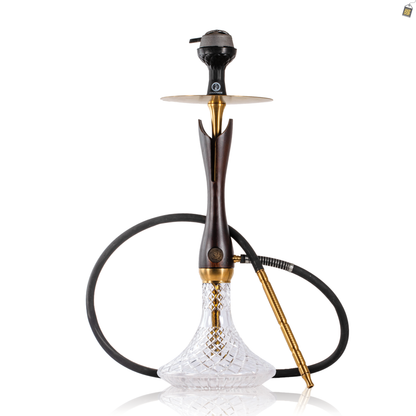 COCOYAYA Wood Pro Hookah - Golden Black Stem / Transparent Base