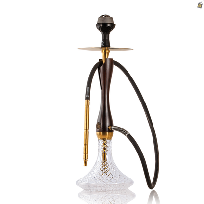 COCOYAYA Wood Pro Hookah - Golden Black Stem / Transparent Base