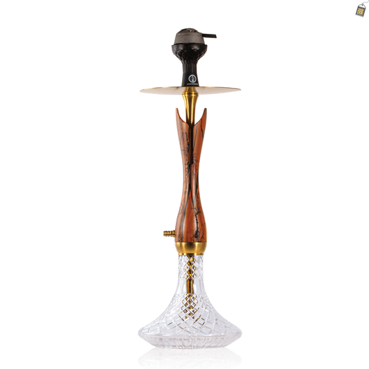 COCOYAYA Wood Pro Hookah - Golden Light Brown Stem / Transparent Base