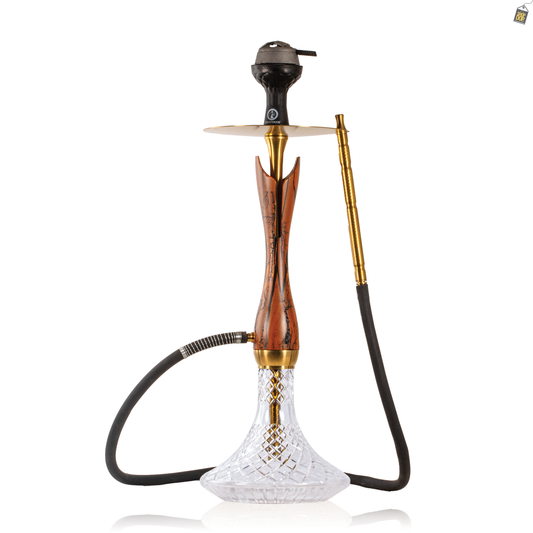 COCOYAYA Wood Pro Hookah - Golden Light Brown Stem / Transparent Base