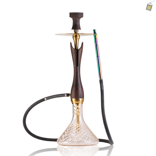 COCOYAYA Wood Pro Hookah - Brown Stem (Transparent Base)