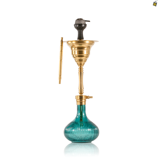 COCOYAYA Yara Hookah with Bag - Gold Stem / Emerald Green Base