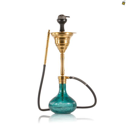 COCOYAYA Yara Hookah with Bag - Gold Stem / Emerald Green Base