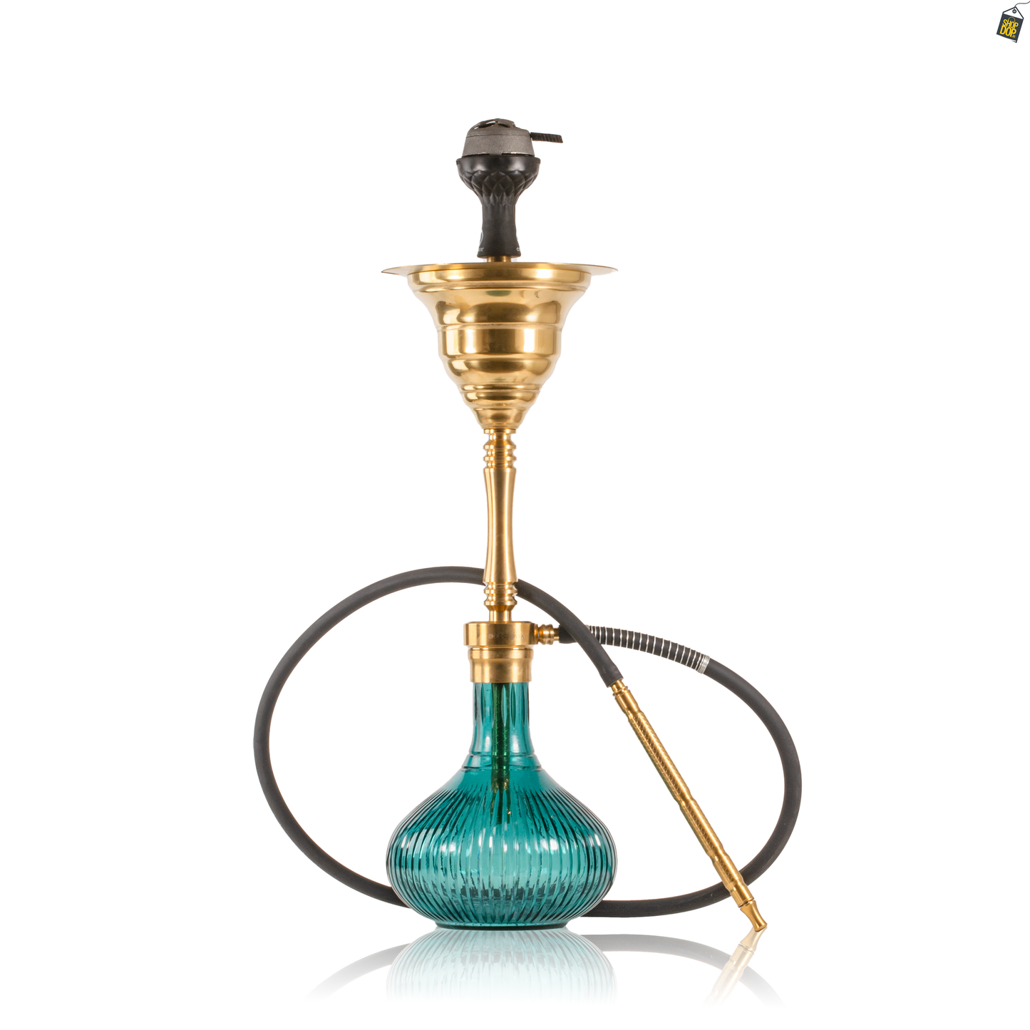 COCOYAYA Yara Hookah with Bag - Gold Stem / Emerald Green Base
