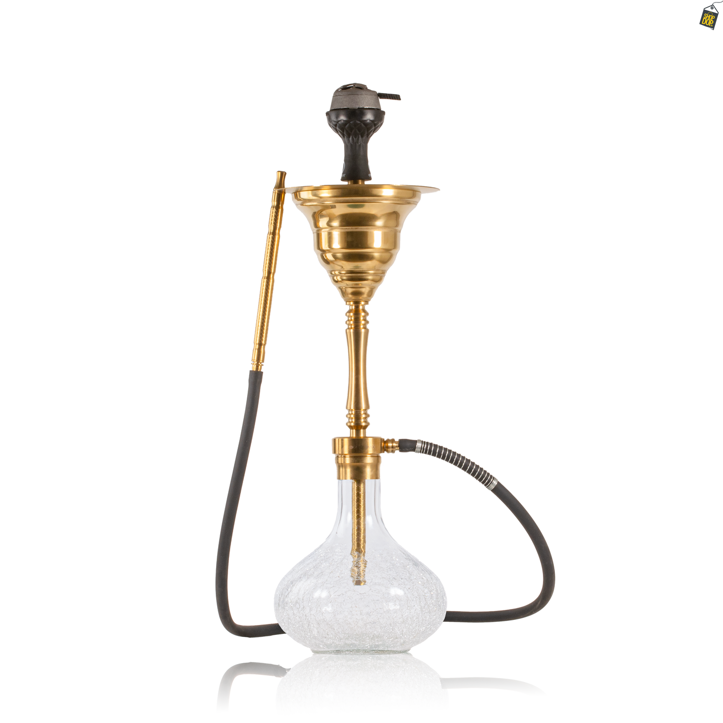 COCOYAYA Yara Hookah with Bag - Gold Stem / Transparent Base