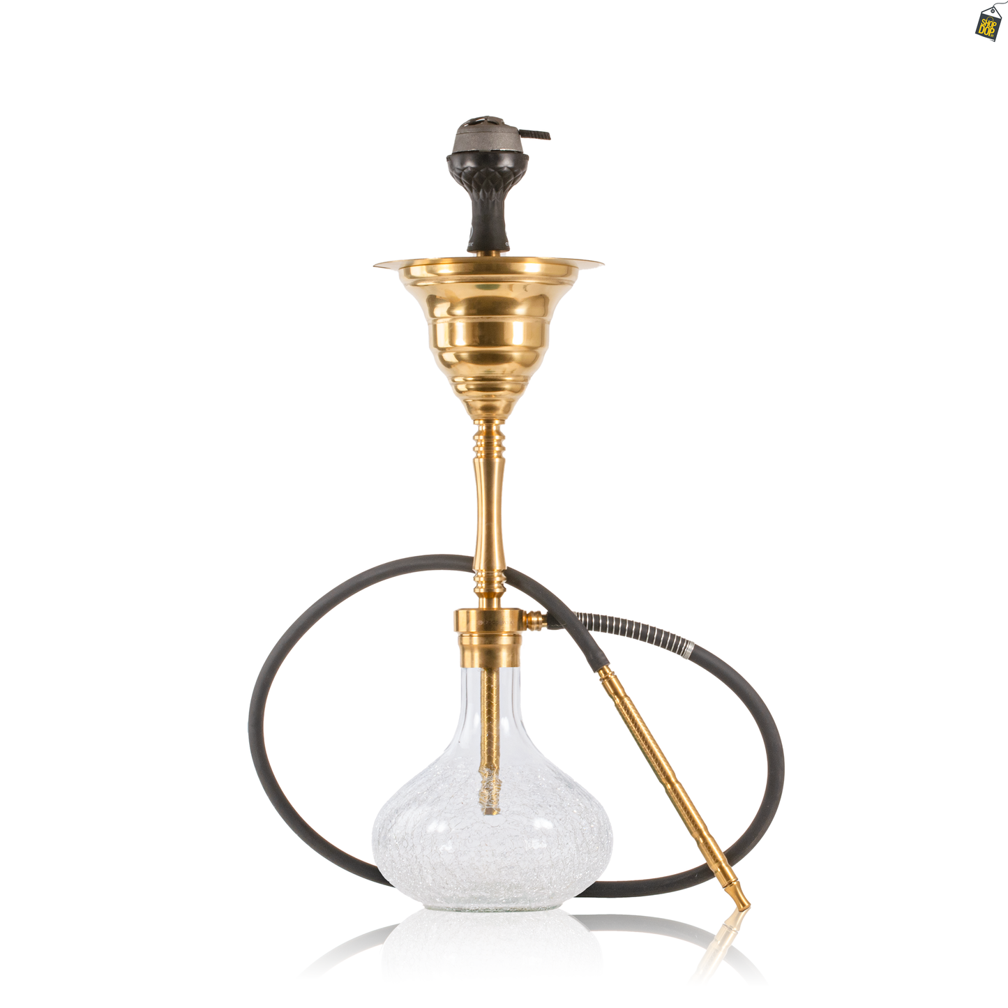 COCOYAYA Yara Hookah with Bag - Gold Stem / Transparent Base