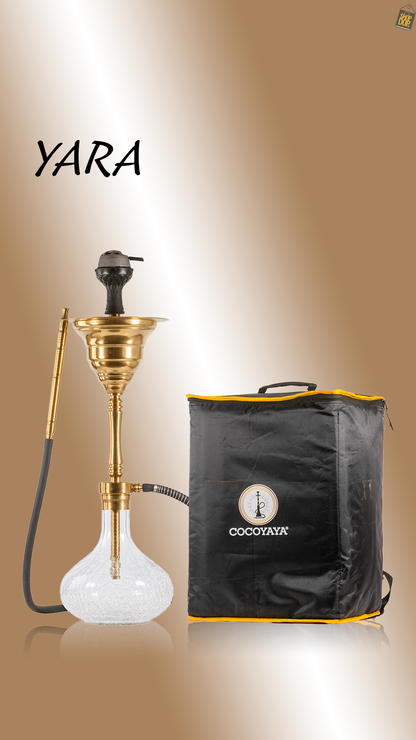 COCOYAYA Yara Hookah with Bag - Gold Stem / Transparent Base