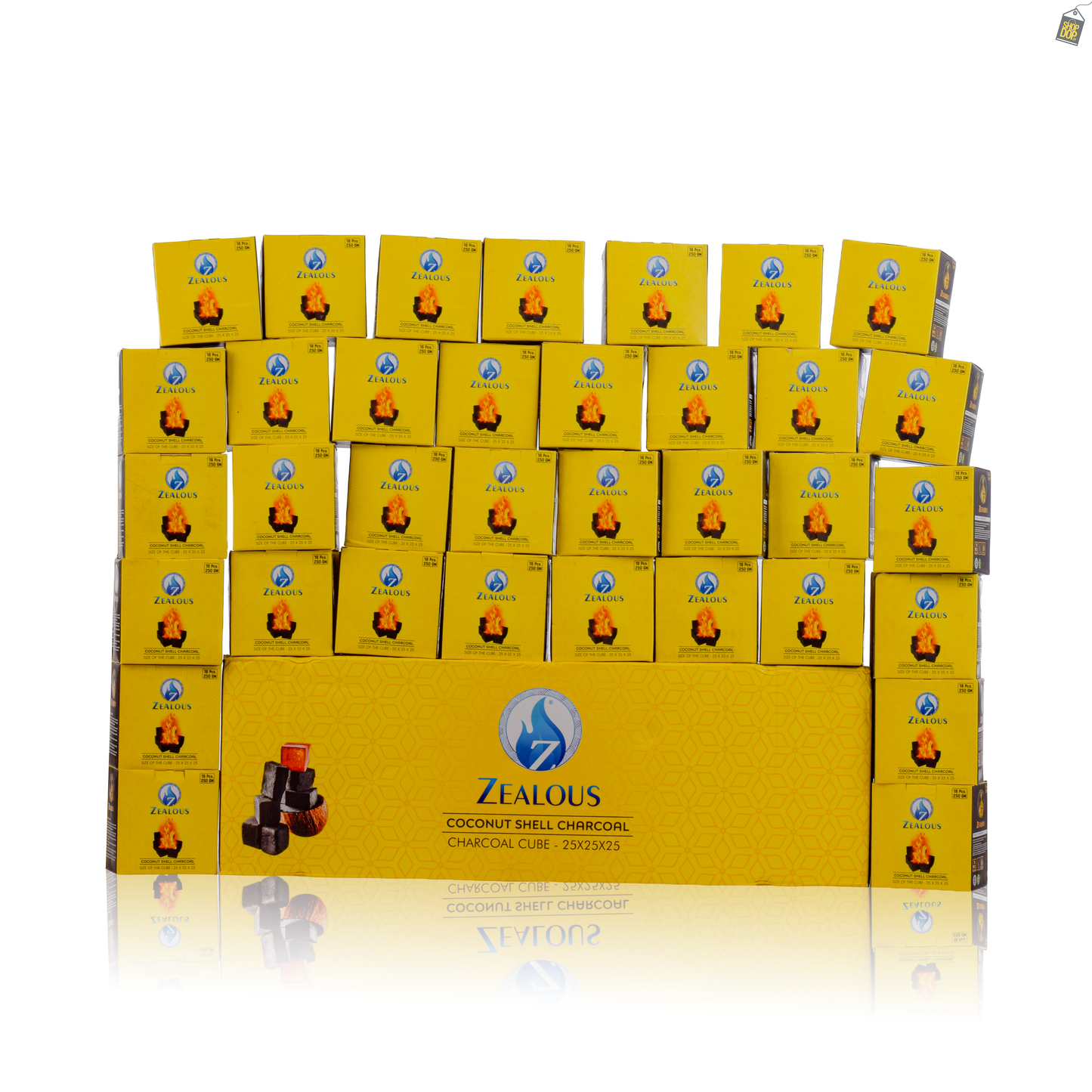 Pack of 12kg (Peti) Zealous Hookah Coconut Coal (18pcs Each 250g) - Carton
