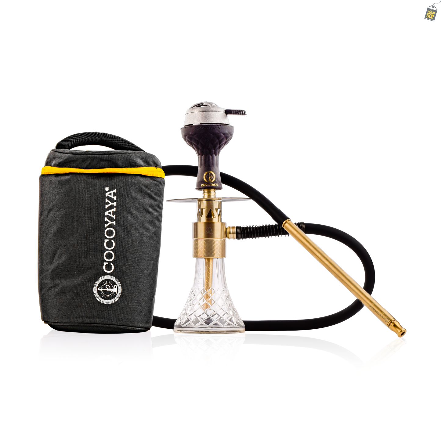 Zippy Hookah - Gold Stem / Transparent Base with bag