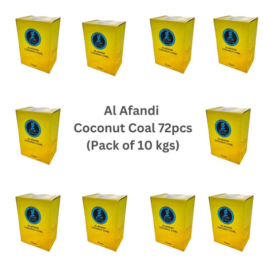 Al Afandi Coconut Coal for Hookah - 72pcs (Pack of 10)