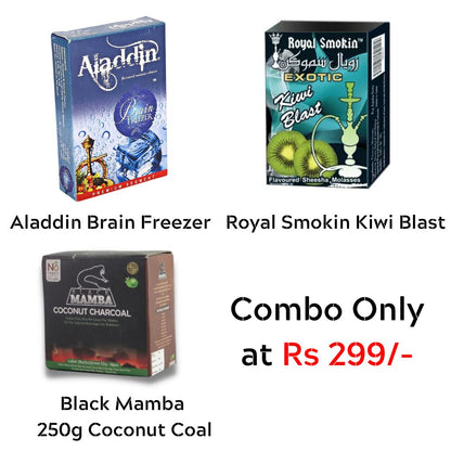 Aladdin Brain Freezer + Royal Kiwi Blast + Black Mamba 250g Coal