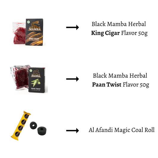 Herbal King Cigar + Paan Twist + 1 Al Afandi Magic Coal
