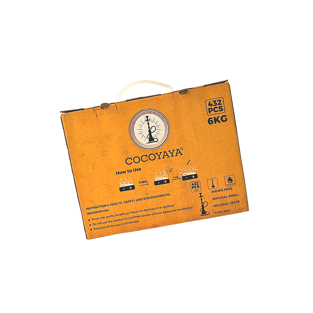 COCOYAYA नारियल कोयला - 6 किलो का पैक (432 पीसी)