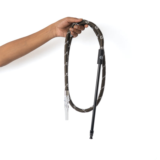 COCOYAYA Long Metal Handle Leather Hookah Pipe - Black