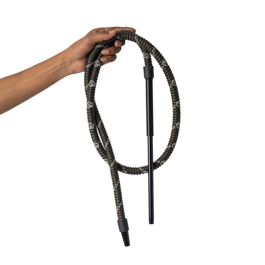 COCOYAYA Small Metal Handle Leather Hookah Pipe - Black