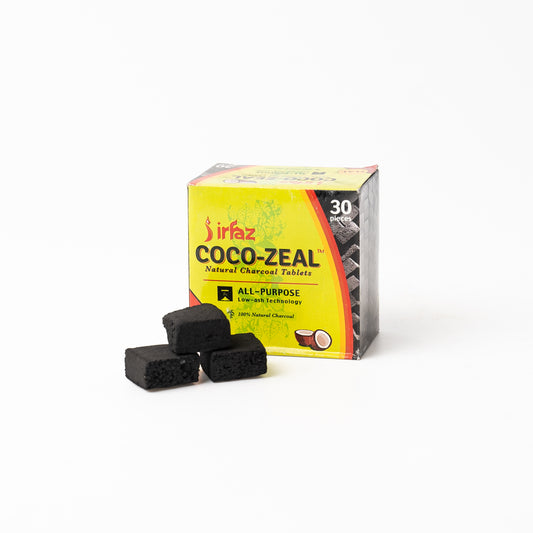 COCO Zeal फ्लैट नारियल हुक्का कोयला - 30 पीस (250 ग्राम)