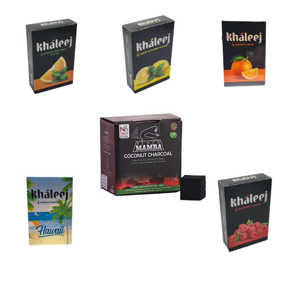 Khaleej Flavors (Pack of 5) + 250g Coconut Coal