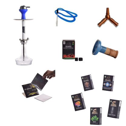 Pablo Hookah + Dual Extension + Disposable Pipe + Naaz Phunnel + 5 Herbal Flavor + 1kg Coal + Foil