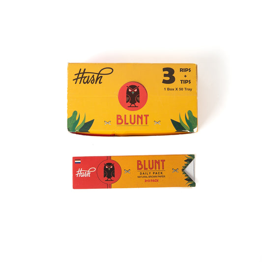 Hash Blunt Daily Pack Brown Smoking Paper (Thrice a Day) Box - 50 Trays