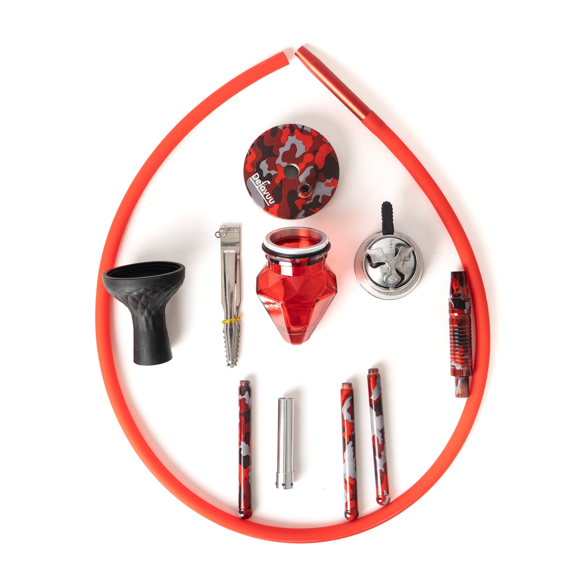 Mini Diamond Octopus Hookah with Bag - Red