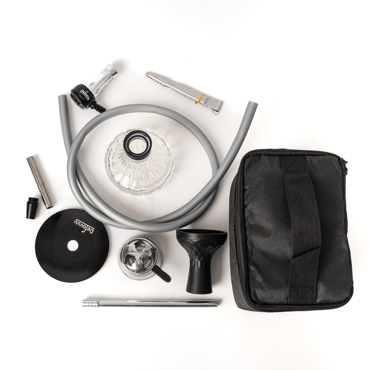 Miniature X Hookah with Travel Bag - Silver