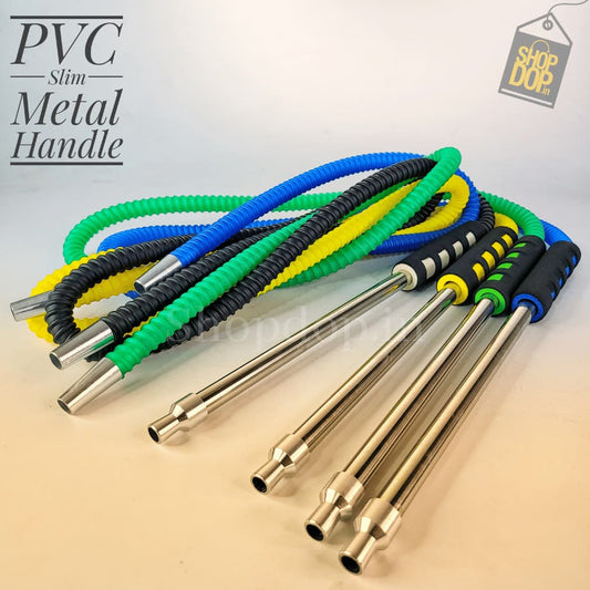 PVC Slim Metal Handle Hookah Pipe