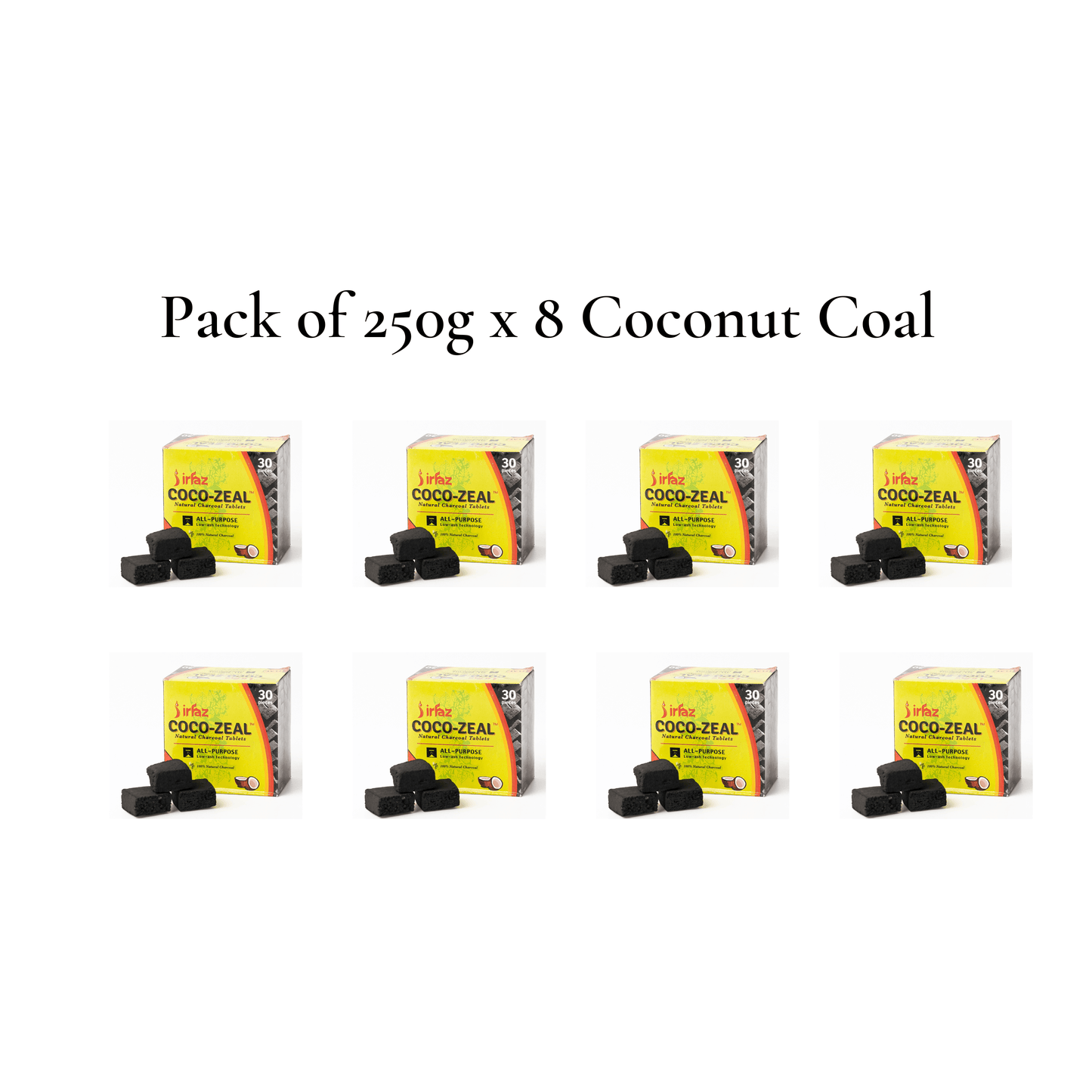 Pack of 250g x 8 Coconut Coal