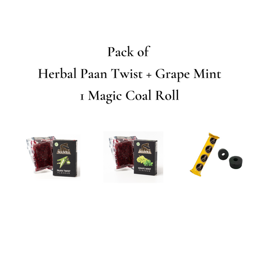 Herbal Paan Twist + Grape Mint + 1 Al Afandi Magic Coal Roll