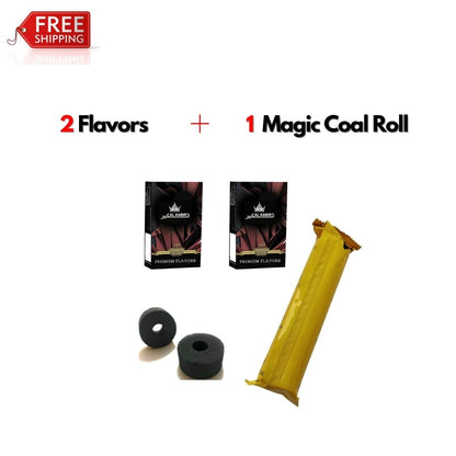 Combo Offer 2 Hookah Flavors + 1 Magic Coal Roll Pack of 10 Discs