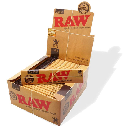 Raw Classic Slim King Size Unrefined Rolling Paper - 32 Leaves