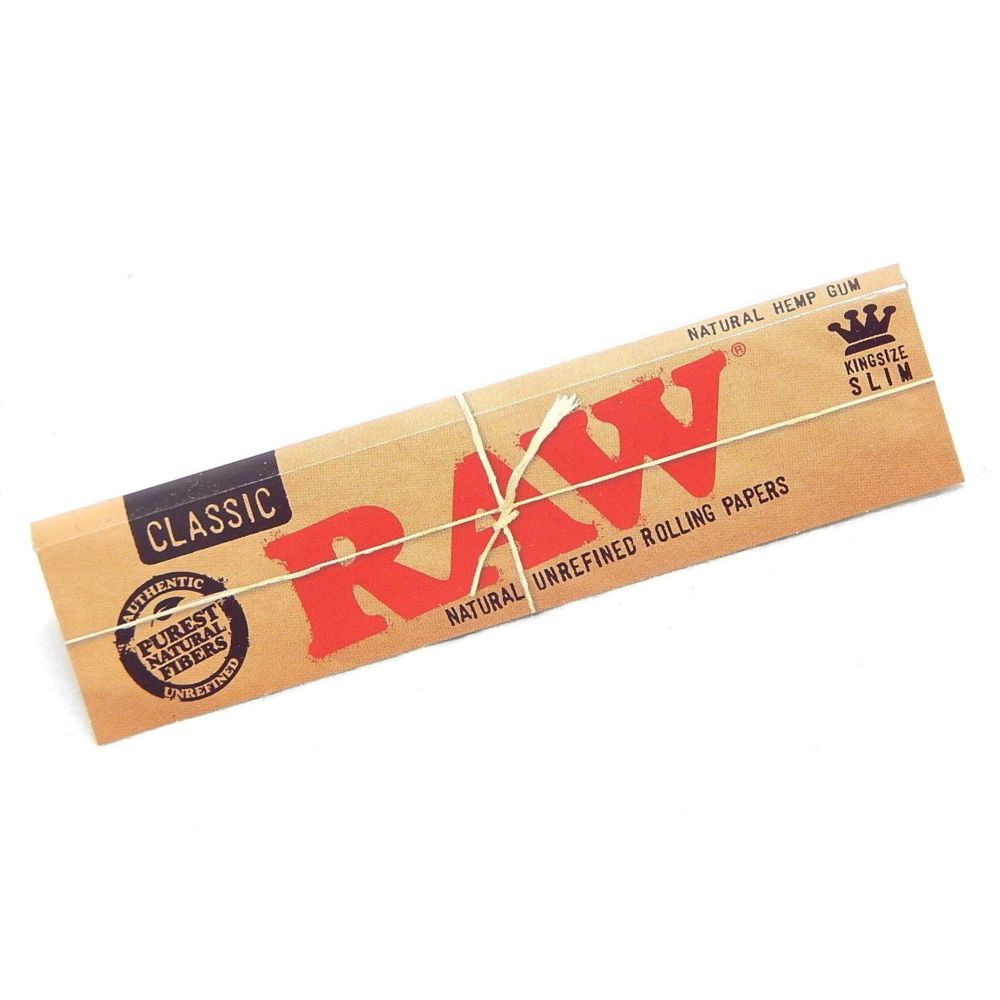 Raw Classic Slim King Size Unrefined Rolling Paper - 32 Leaves